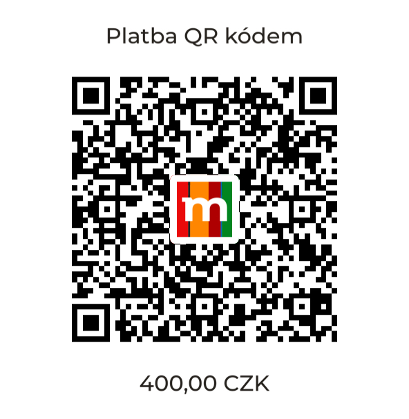 QR kód pro platbu 400 Kč za rezervovaný slot ve studiu